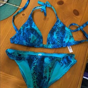 VS Pink blue snake skin bikini size M